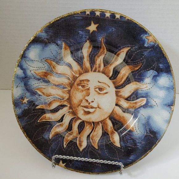 Sun Reverse Decoupage Decorative Plate - Picture 1 of 9